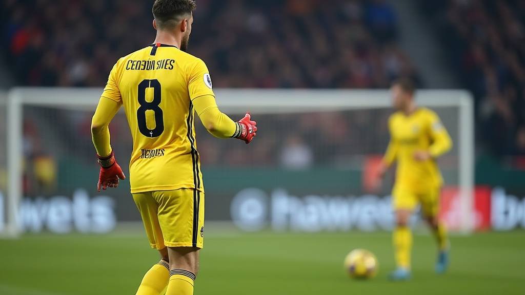 Gardien travaillant ses appuis sur un cône