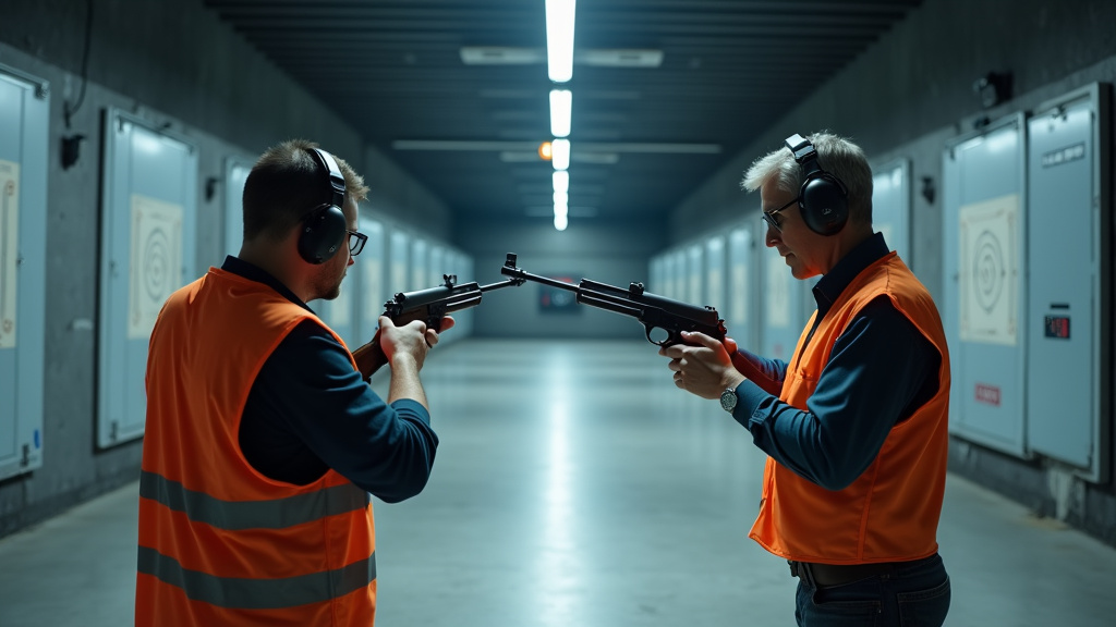 Intérieur d'une armurerie moderne avec présentation d'armes de tir