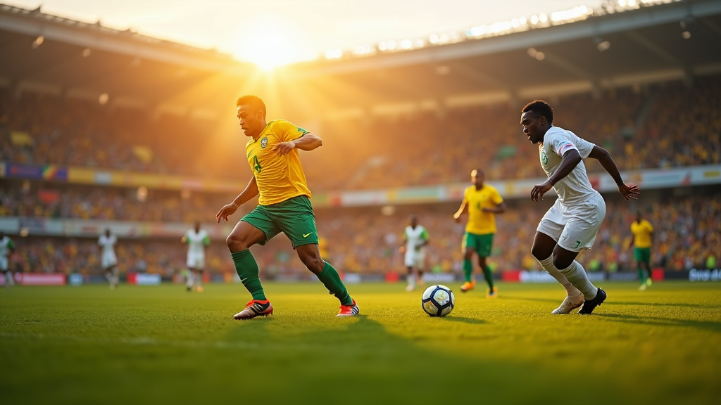 Célébration après un but lors d'un match Brésil-Sénégal