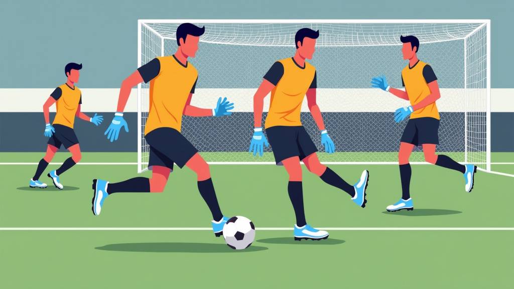 Gardien de but en pleine action lors d'un entraînement spécifique