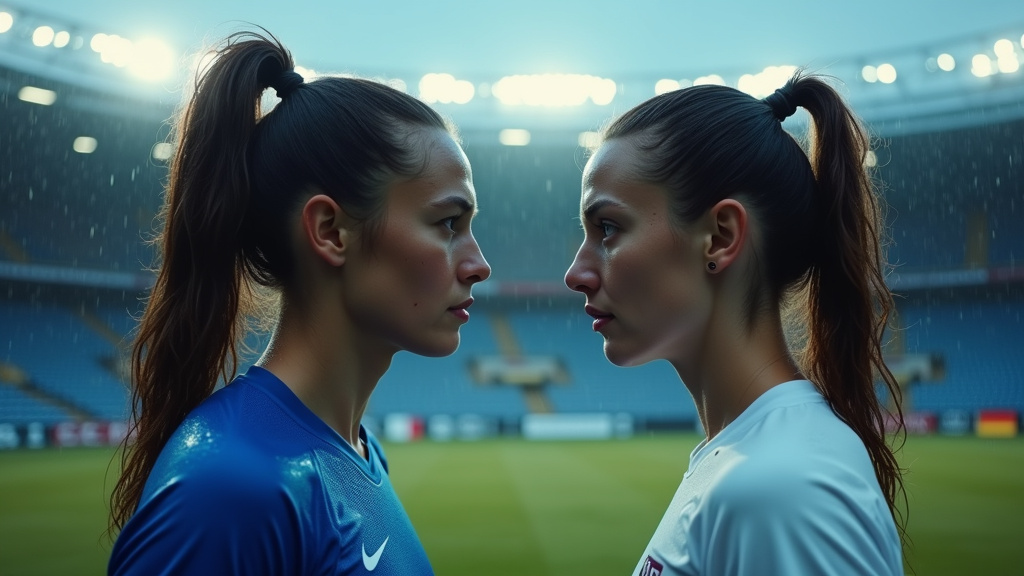 Joueuses de football féminin se disputant le ballon
