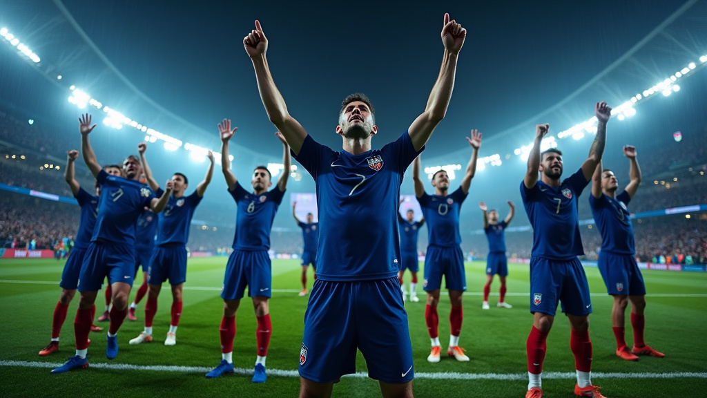 Supporters français célébrant le match France - Azerbaïdjan 8-0
