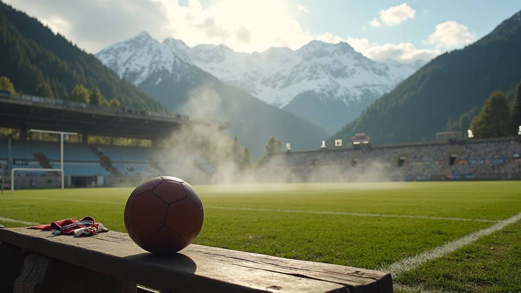 Stade des Alpes Grenoble Foot 38 avec les montagnes en arriere-plan