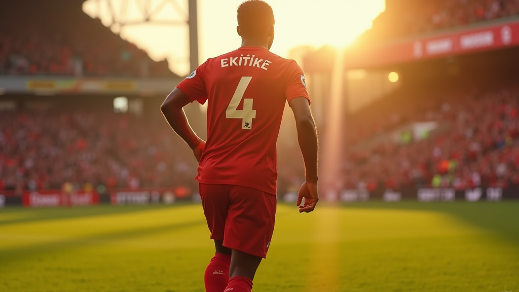 Hugo Ekitiké célébrant un but sous le maillot de Liverpool