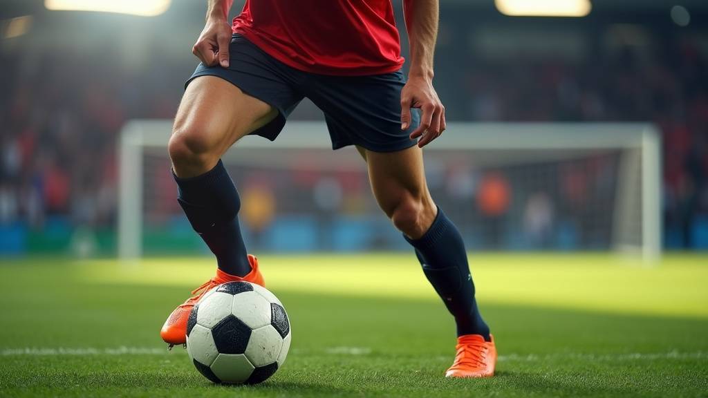 Joueur de football ressentant une contracture musculaire après l'effort