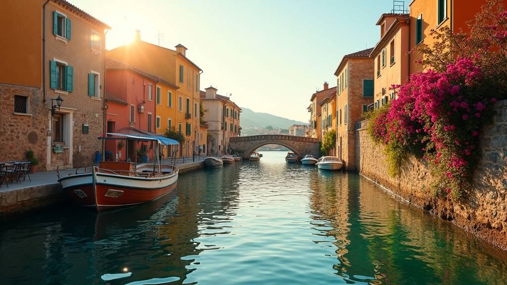 Les canaux de Martigues avec les maisons colorees et les bateaux de peche