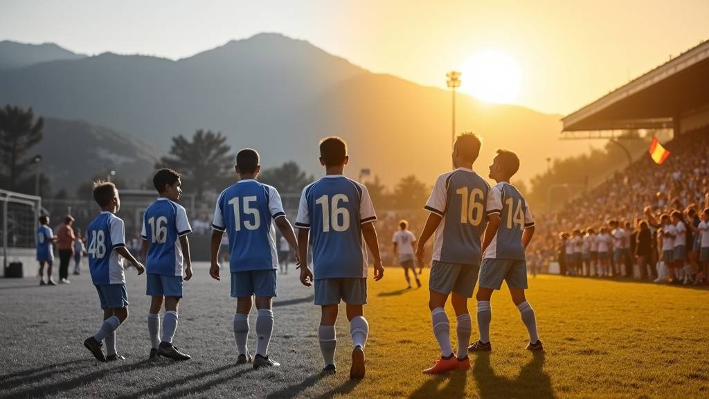 Nouste Camp Pau FC avec les Pyrenees en arriere-plan