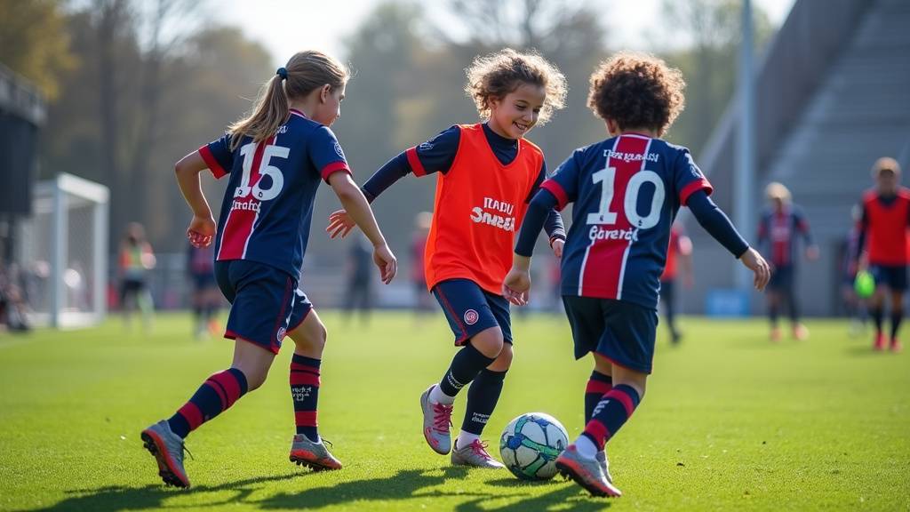 Jeunes joueurs lors d'un stage PSG Academy