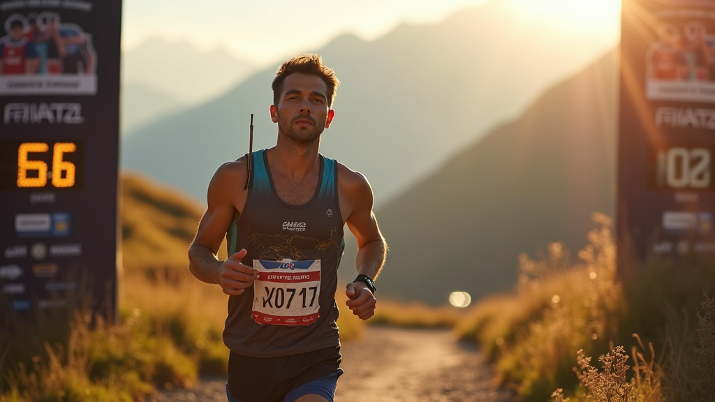 Coureurs consultant les résultats d'une course trail sur un écran numérique